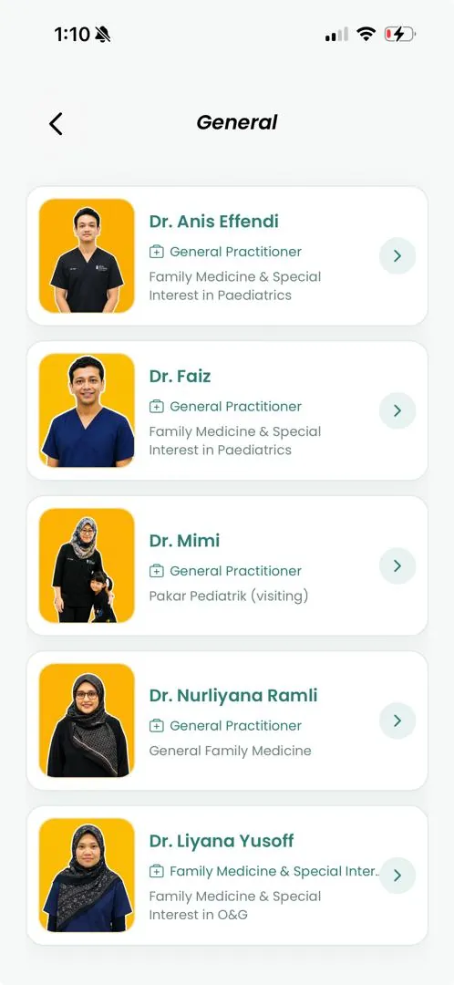 Clinic doctor list — KNC App